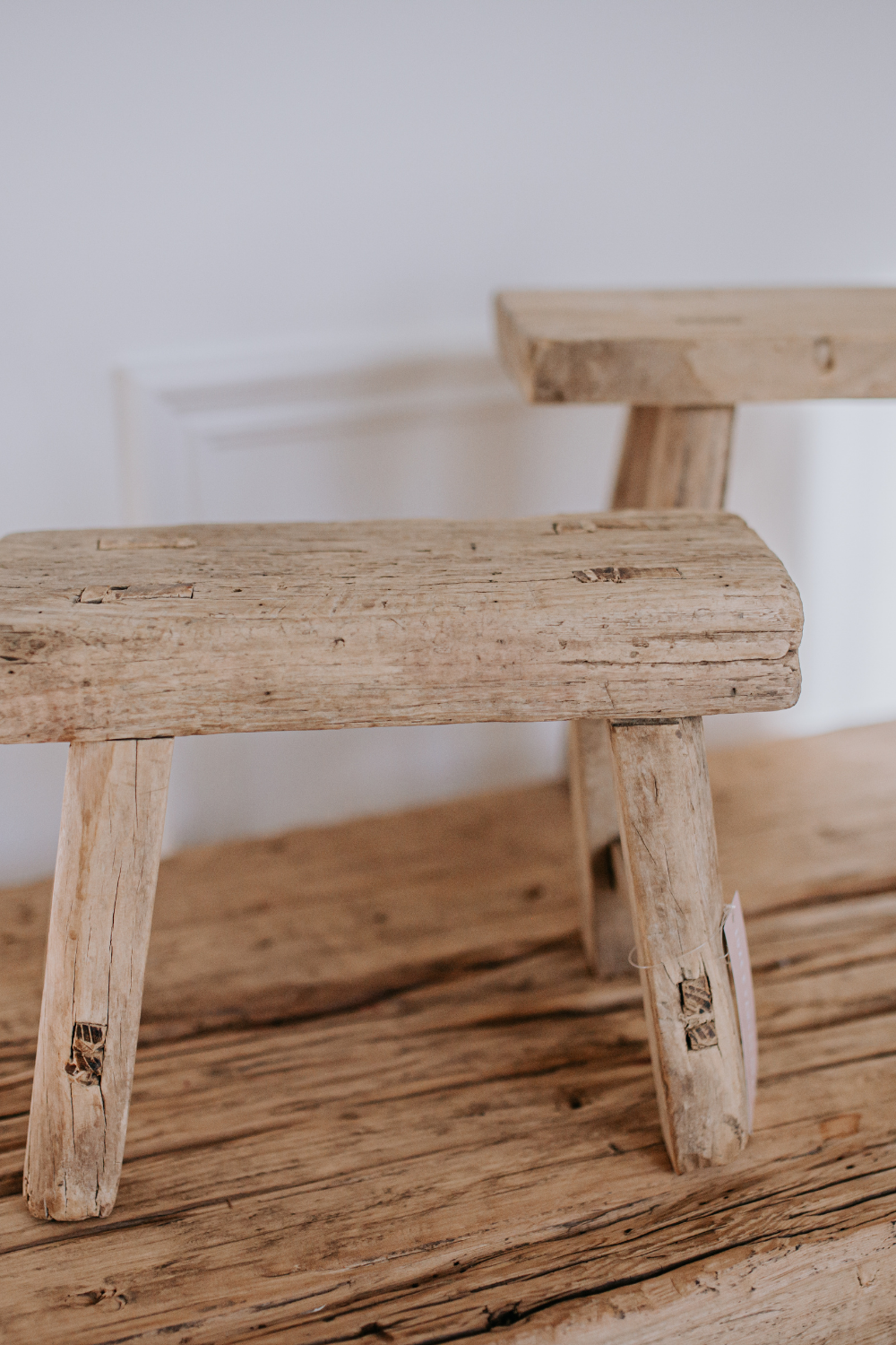 Reclaimed Elm Small Wooden Stool / Vintage  Elm Wood Display Riser