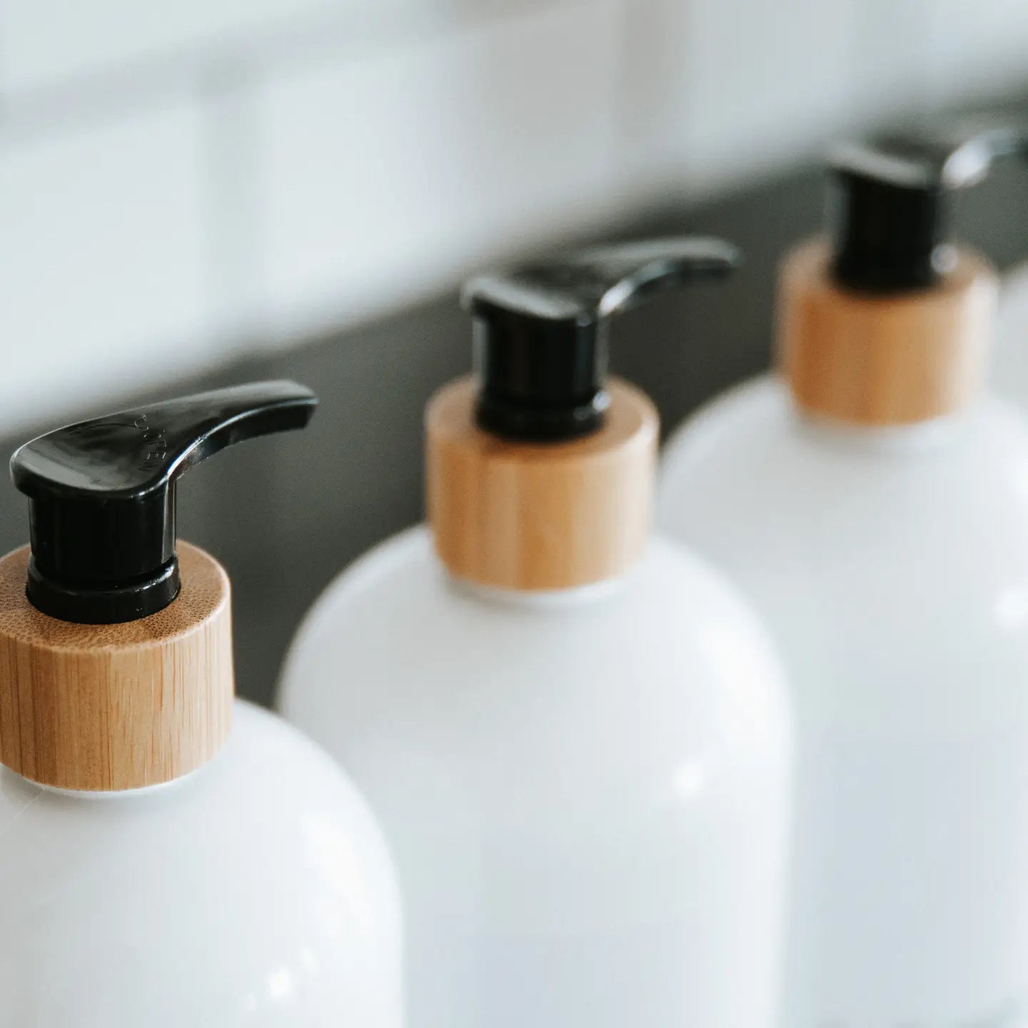 White minimalist pump bottles