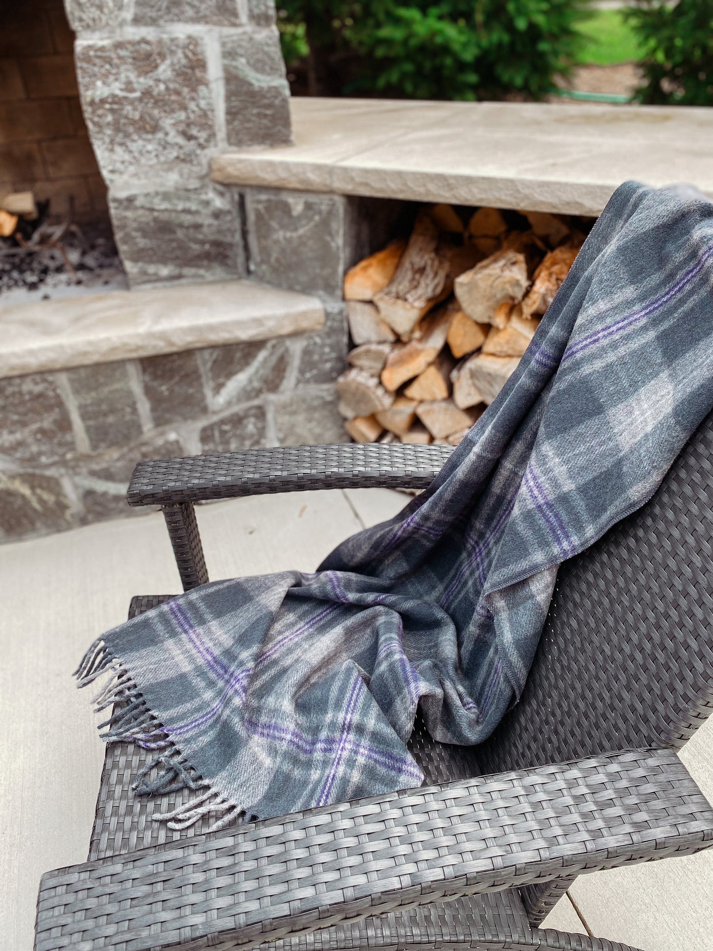 Recycled Wool Knee Blanket in Persevere Flint Grey Tartan