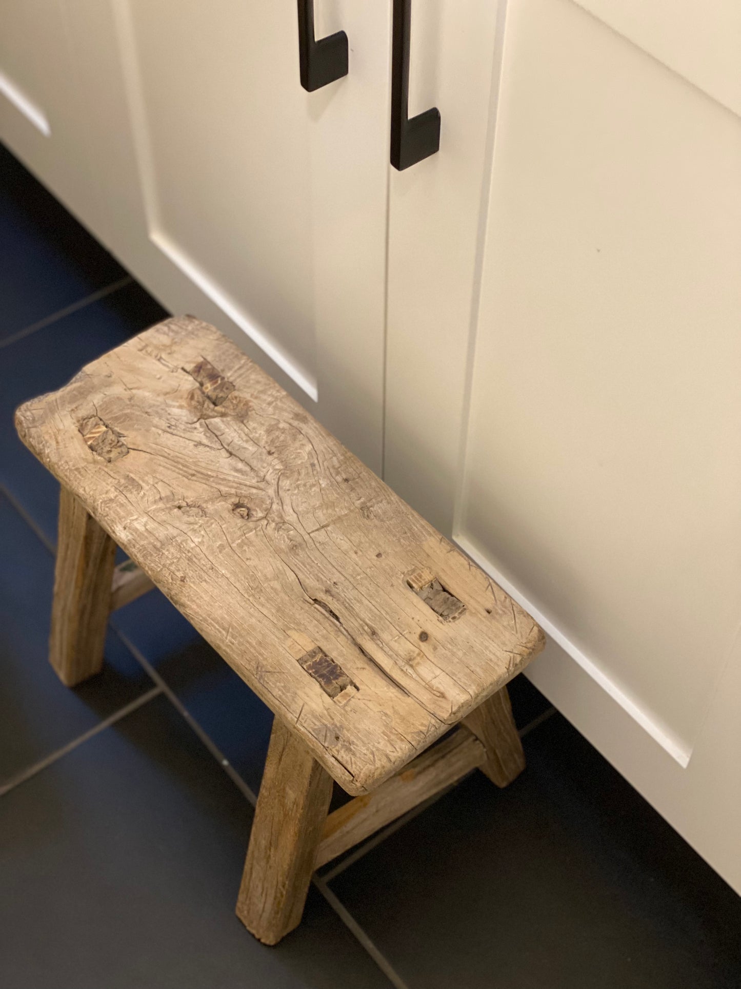 Reclaimed Elm Small Wooden Stool / Vintage  Elm Wood Display Riser