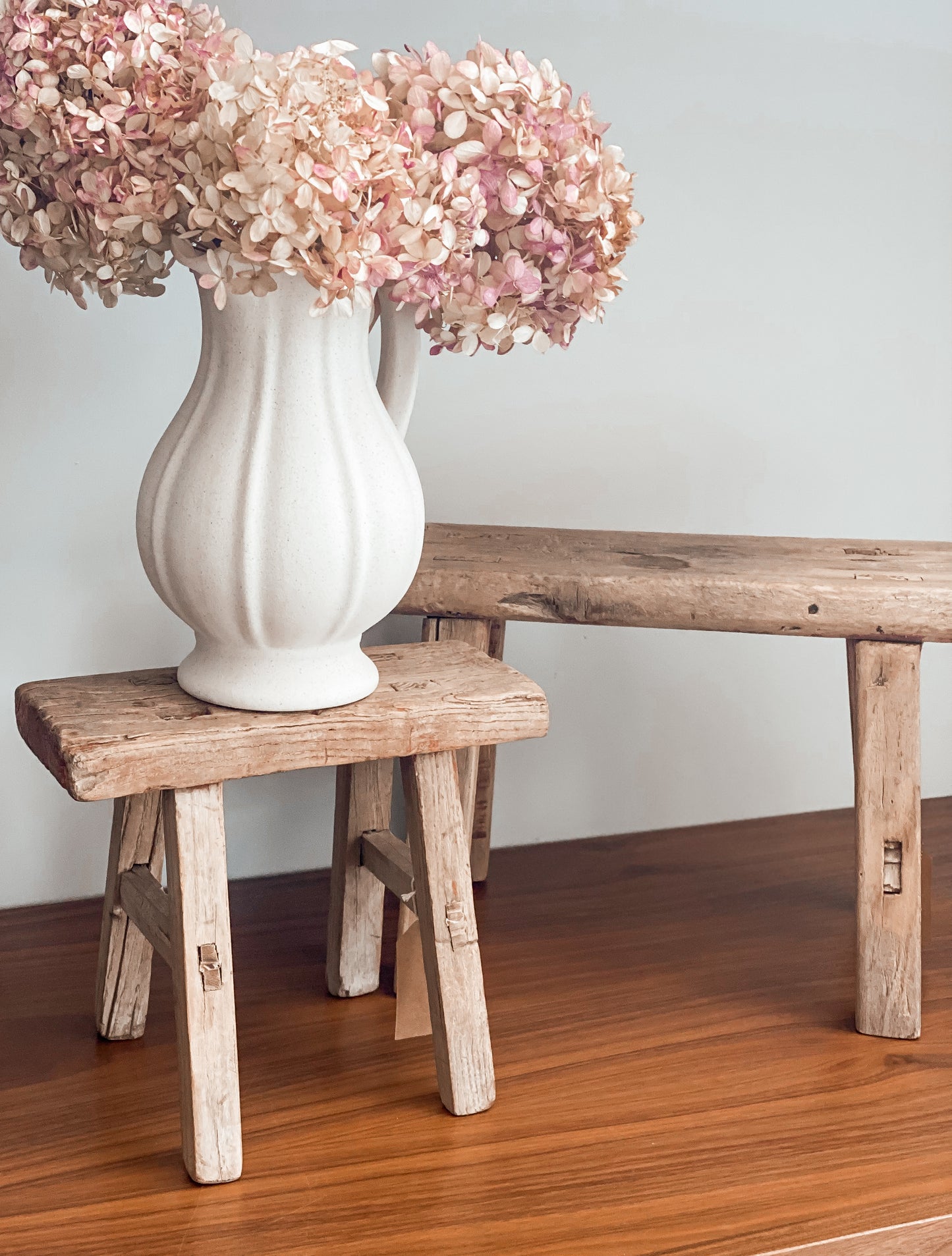 Reclaimed Elm Small Wooden Stool / Vintage  Elm Wood Display Riser