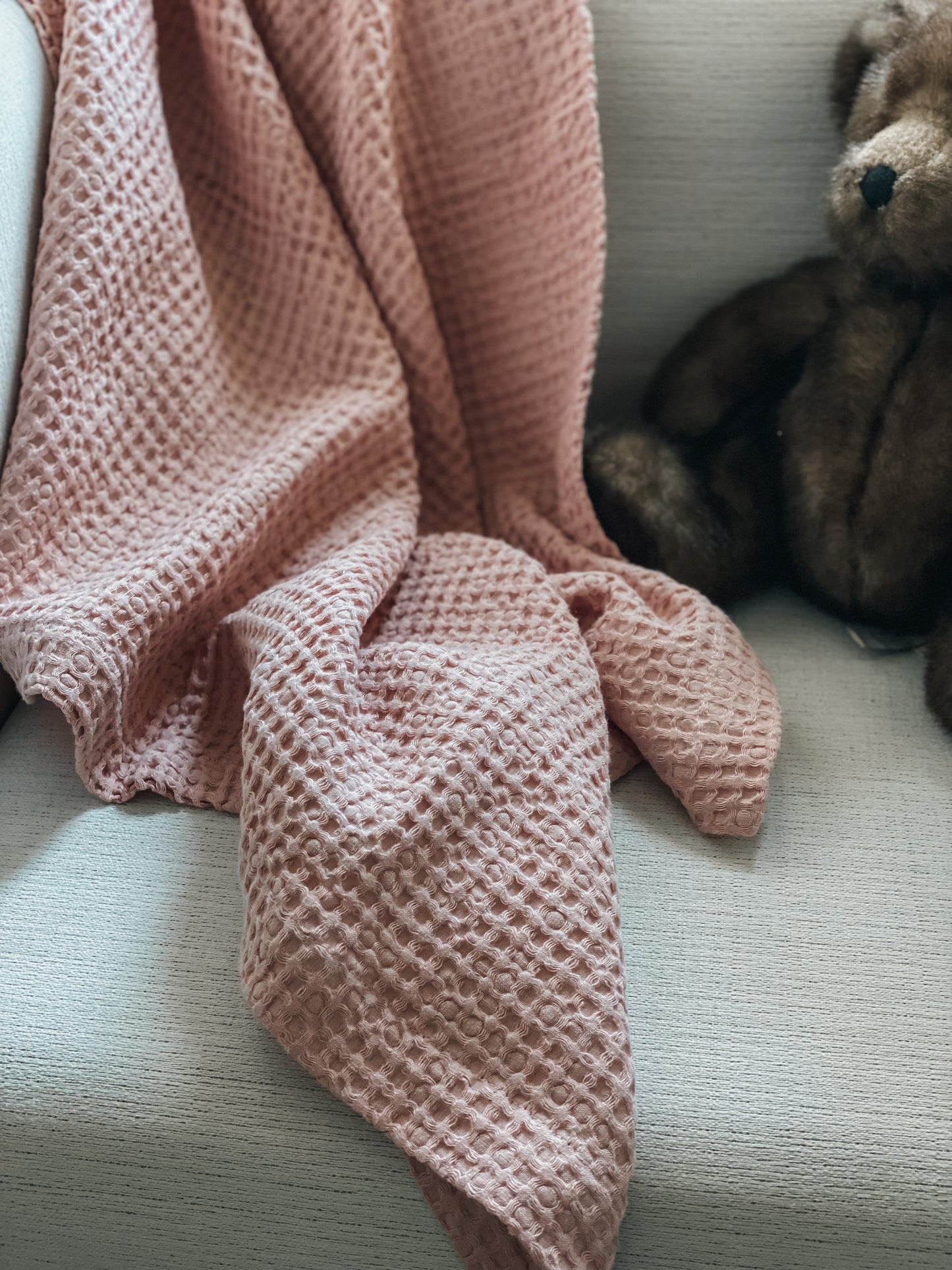 Waffle linen baby blanket