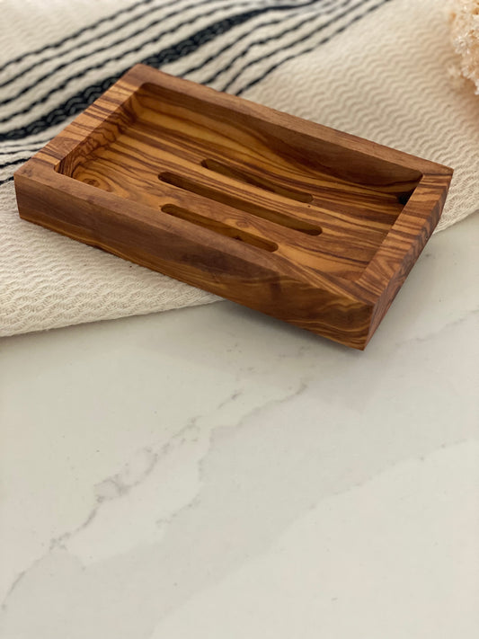 Olive wood soap dish