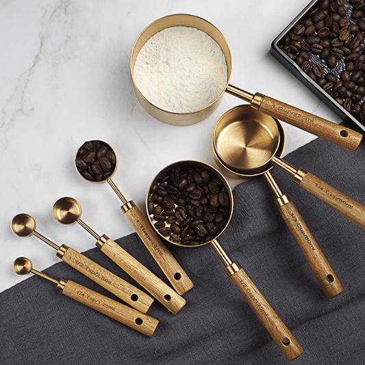 Gold Stainless Steel Measuring Cups and Spoons