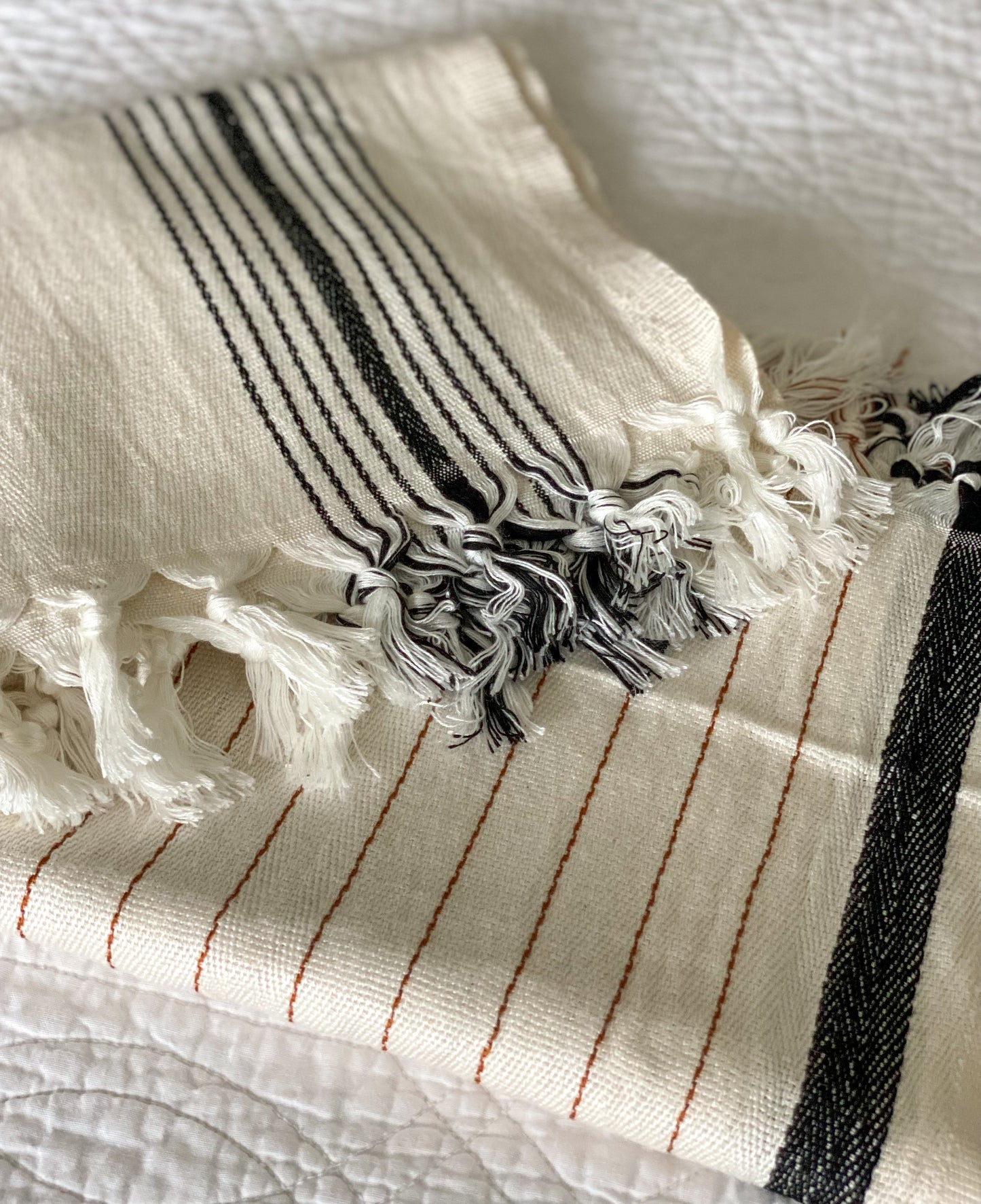 Black Striped Turkish Hand Towels