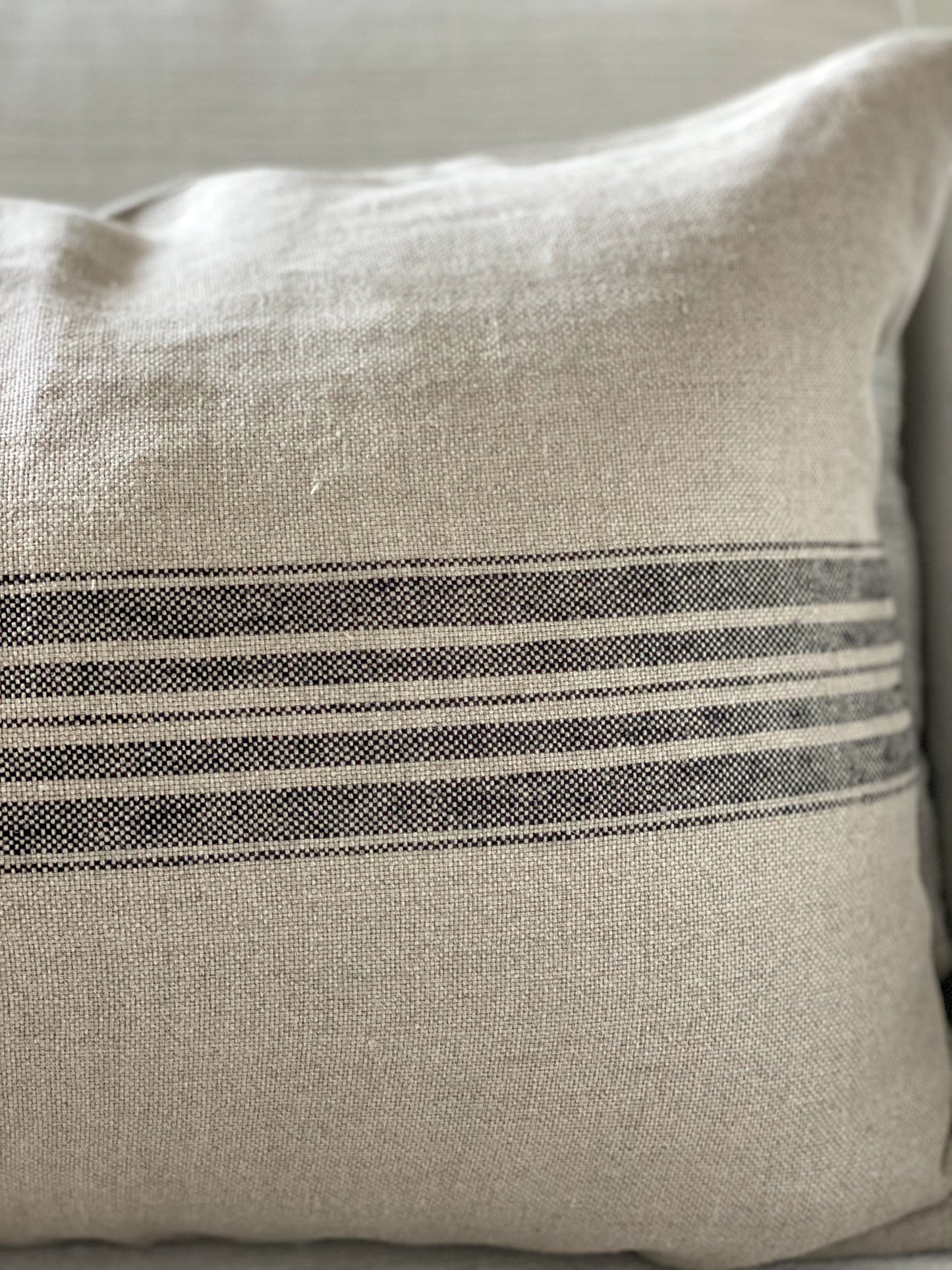 Striped Rustic Linen Lumbar Pillow Covers