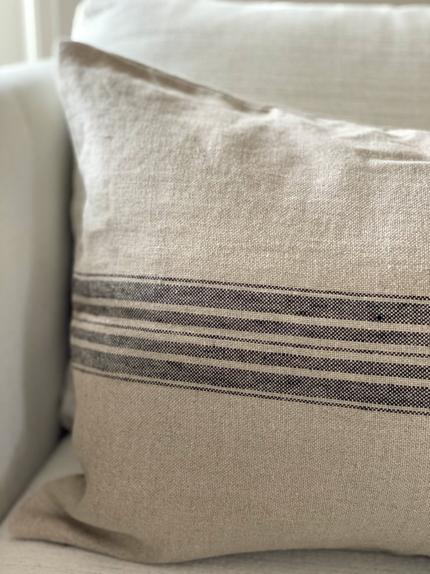 Striped Rustic Linen Lumbar Pillow Covers