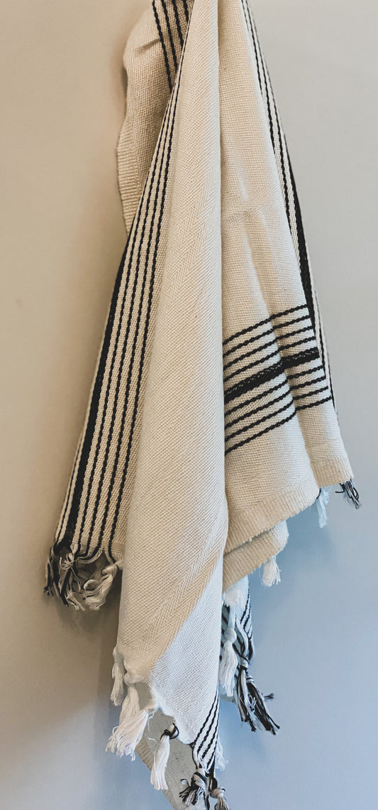 Black Striped Turkish Hand Towels