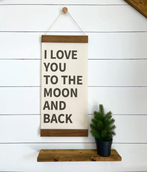 I love You To The Moon And Back Hanging Canvas