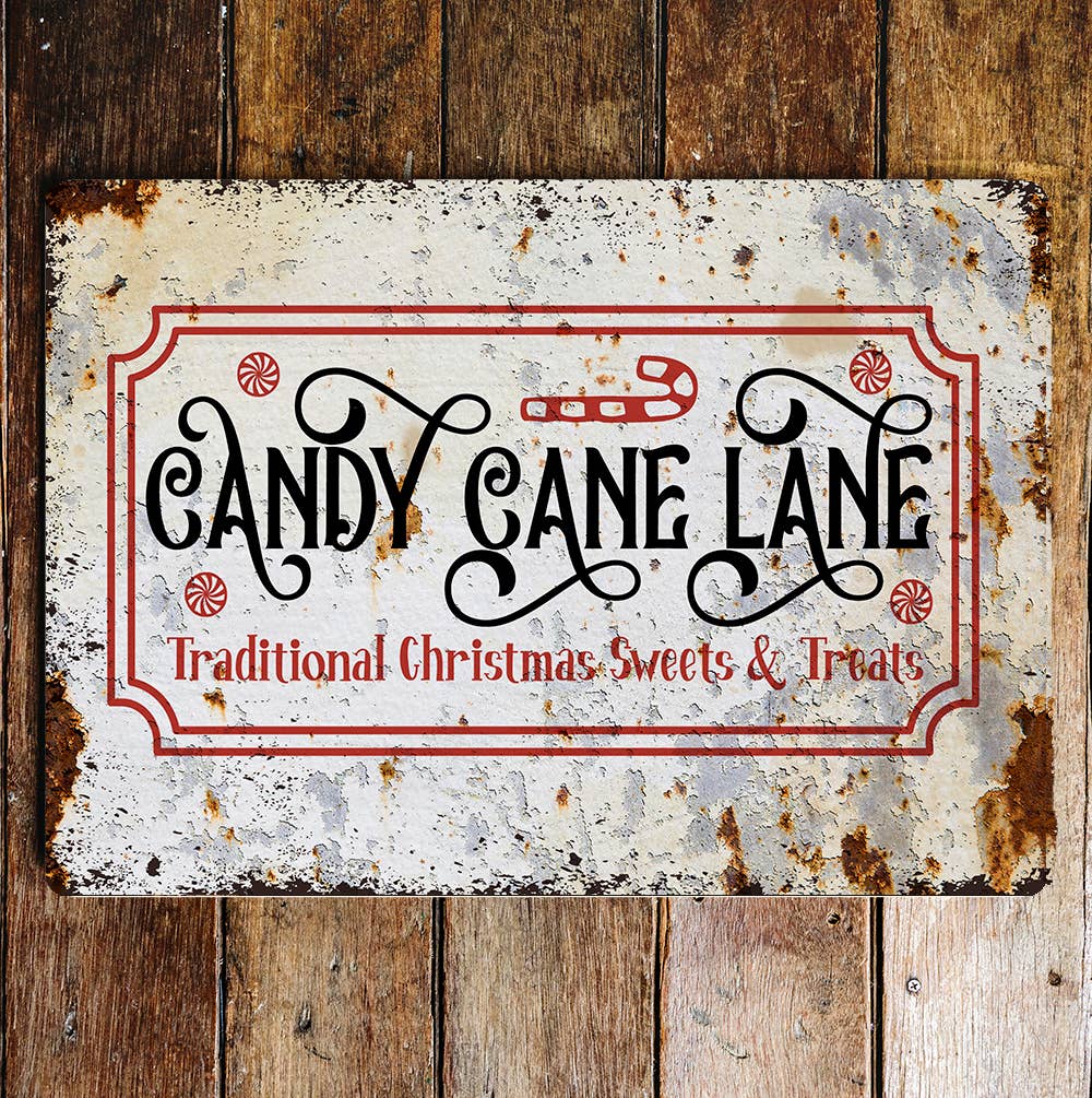 Candy Cane Lane Christmas Sweets - Metal Wall Plaque