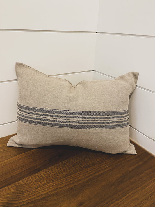 Striped Rustic Linen Lumbar Pillow Covers