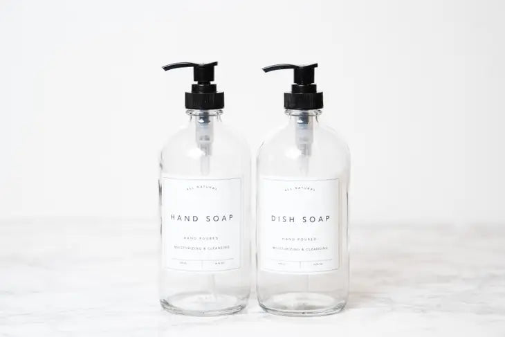 Hand and Dish Soap Bottles - Clear