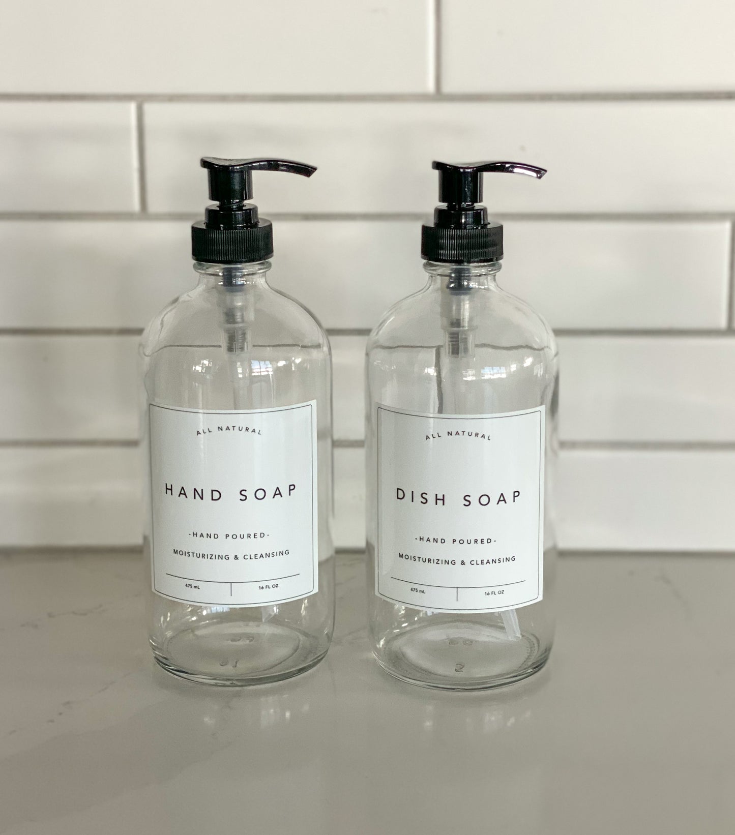 Hand and Dish Soap Bottles - Clear