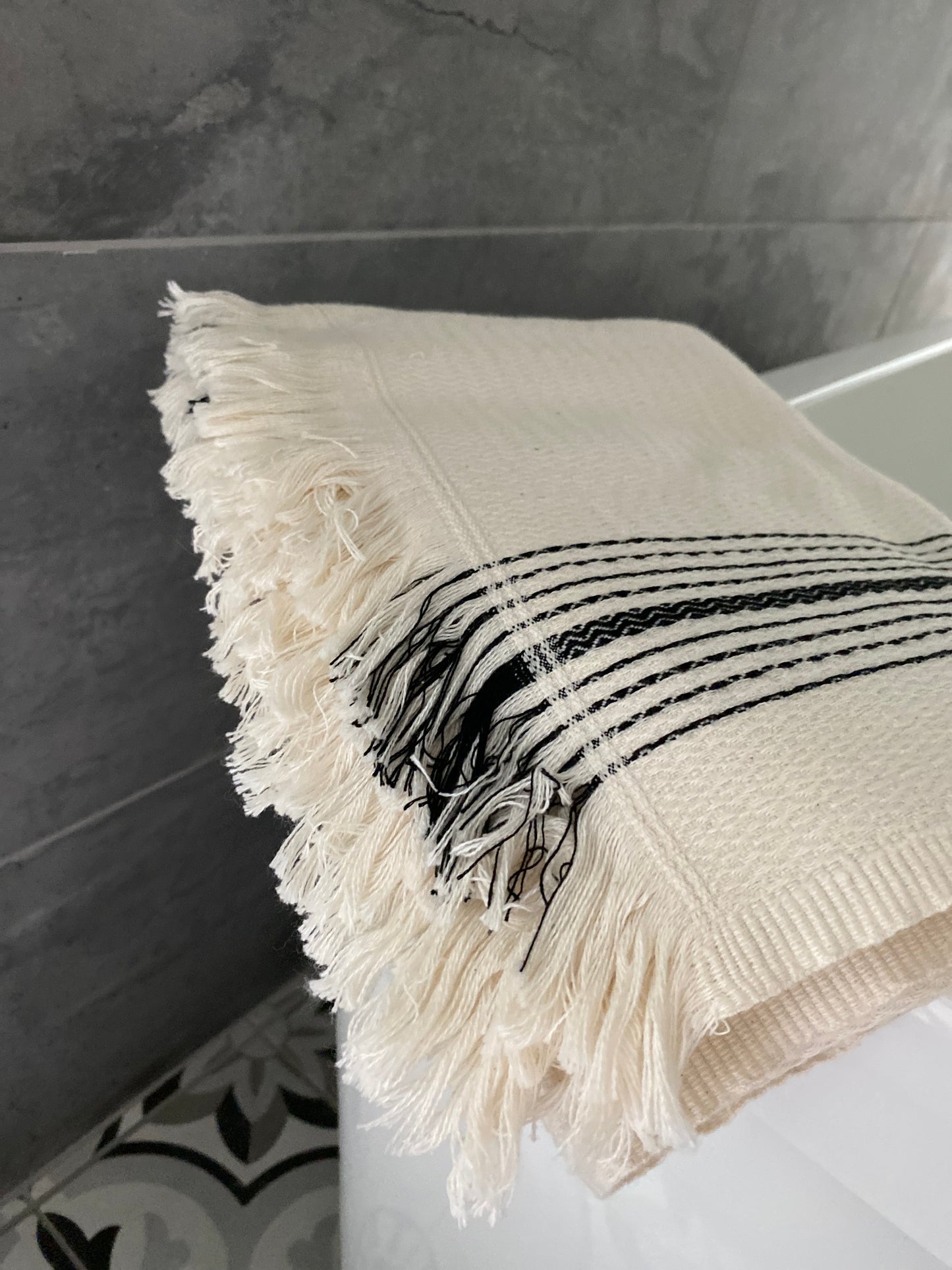 Black striped Textured Turkish Towels