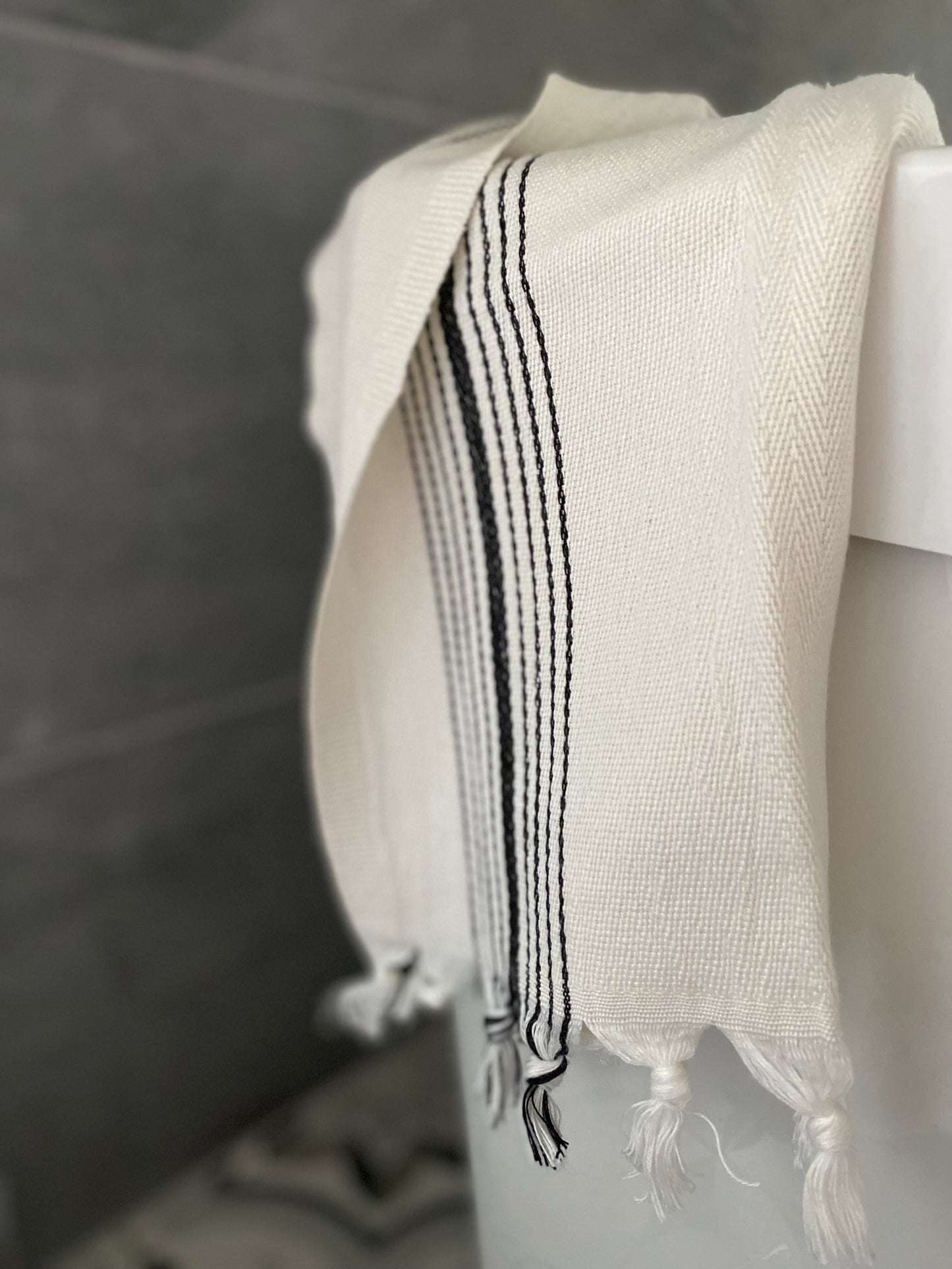 Black Striped Turkish Hand Towels