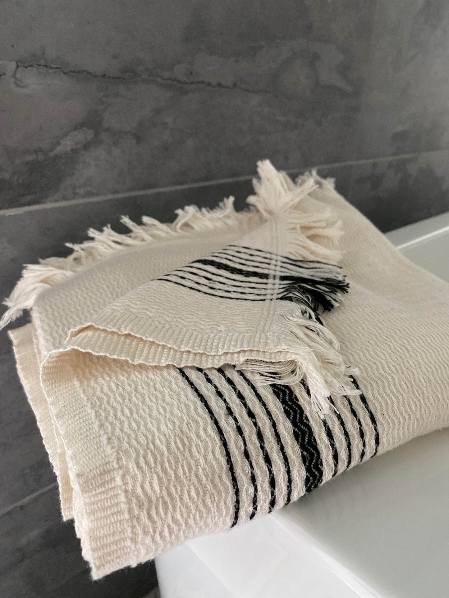 Black striped Textured Turkish Towels